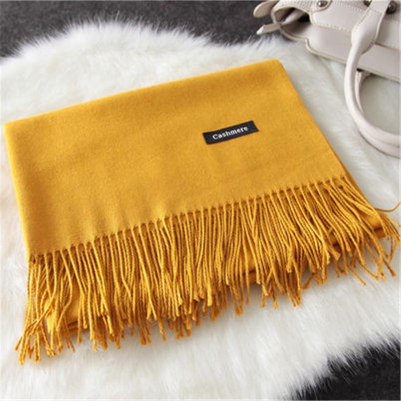 70*200 Cm Otoño E Invierno Nuevo Bufanda de Cachemira para Mujer Color Sólido Imitación Cachemira Bufanda Pull Gruesa Bordado Cachemira Chal
