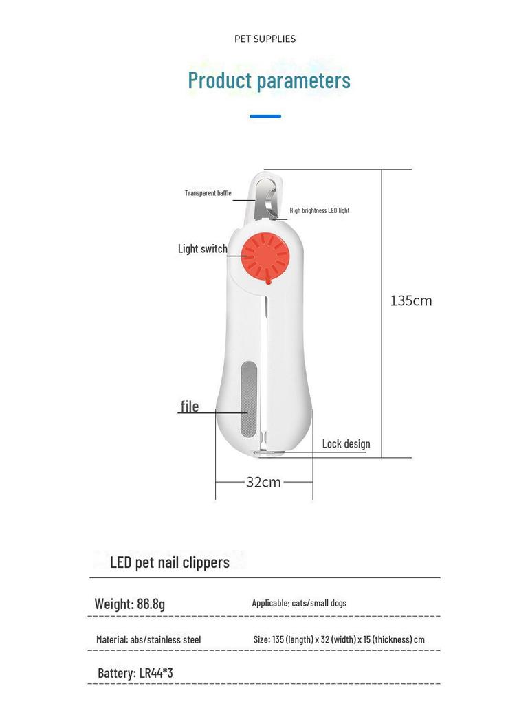 LED Pet Nail Clippers for Dogs and Cats