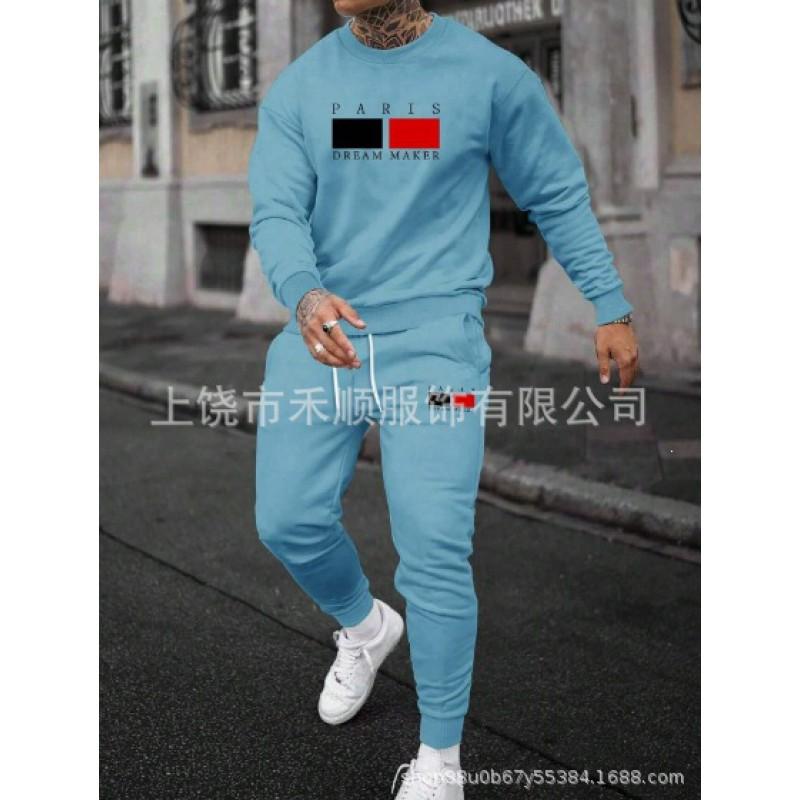Mens Casual Hooded Sweatshirt Set Long Sleeve Tracksuit Lightweight Sporty Outfit Teens Young Adults