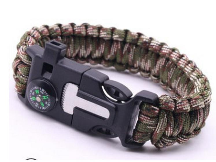 5-in-1 Multifunctional Survival Paracord Bracelet with Compass for Outdoor Travel and Climbing