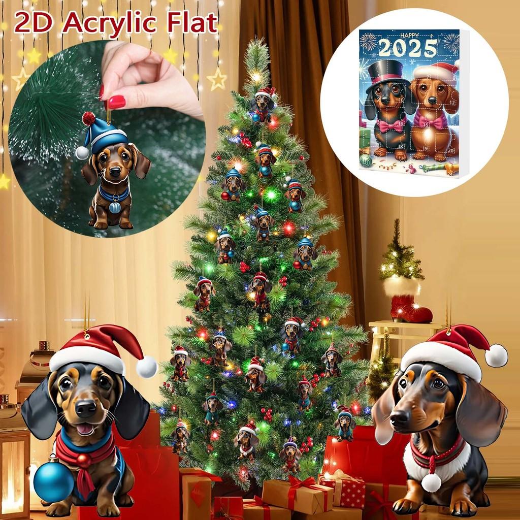 Christmas Countdown 24 Day Dog Pet Pendant With Acrylic Material For Holiday Decor And Gift Giving