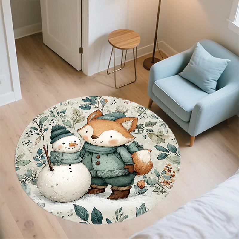 Blatt Tiere,Runder Teppich,Teppich für Wohnzimmer Schlafzimmer Sofa Spielzimmer Dekor,Rutschfeste Fußmatte
