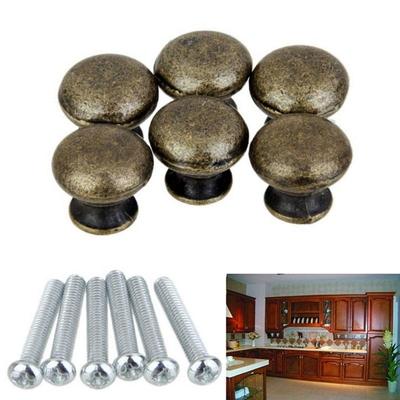 6Pcs Retro Kitchen Cabinet Cupboard Door Handle Drawer Knob Pulls Antique Brass