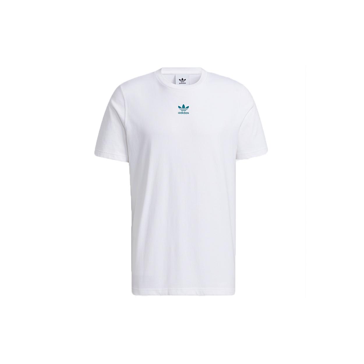 adidas originals Ts Ss Tee Logo Printing Sports Round Neck Short Sleeve White Men s H46694 S