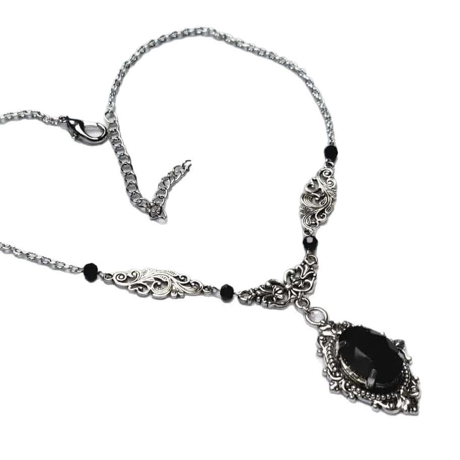 Gotische Rose Viktorianische Halskette Mit Schwarzem Glasstein Für Damen Halloween Accessoire