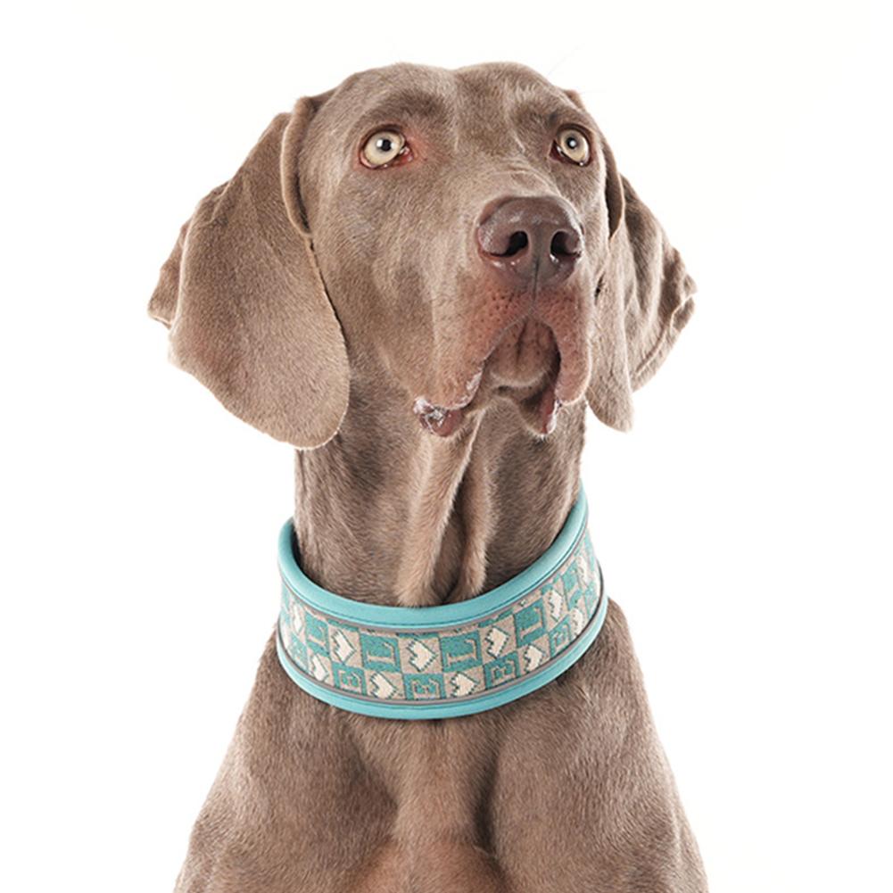 Vintage Retro Reflecterende Hondenhalsband Metalen Gesp Ademend Verstelbaar Buiten Wandelen voor Middelgrote Grote Honden