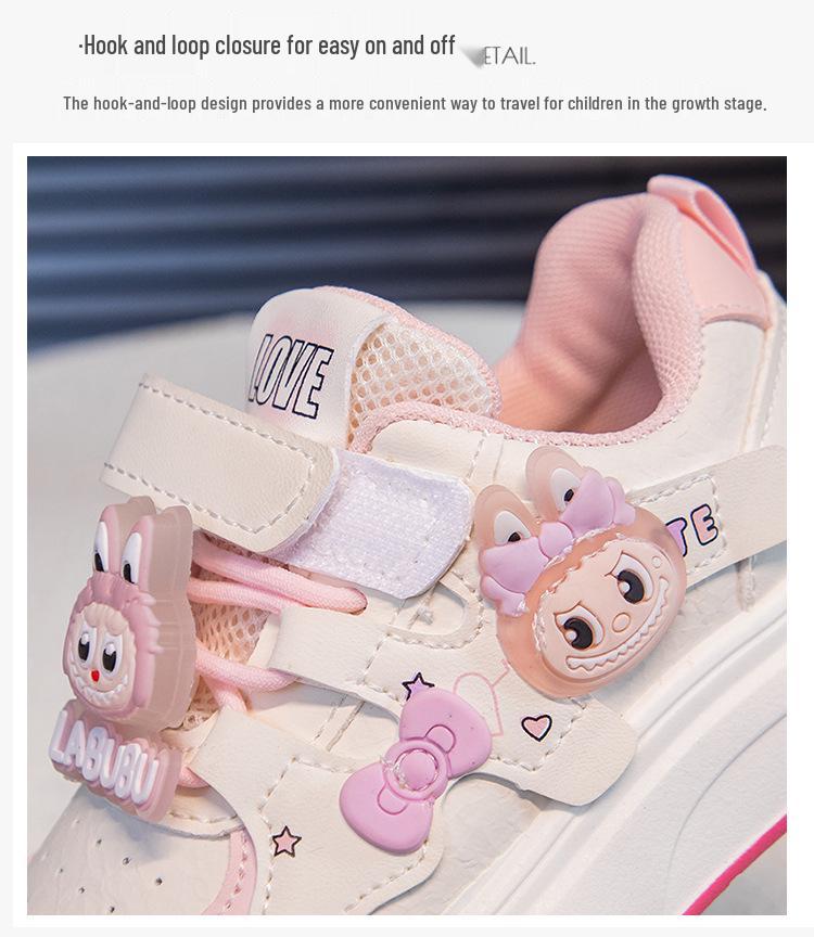 Girls' 2026 Cartoon Velcro Casual Sports Shoes - Non-slip, Spring/Autumn, Student Single Shoes
