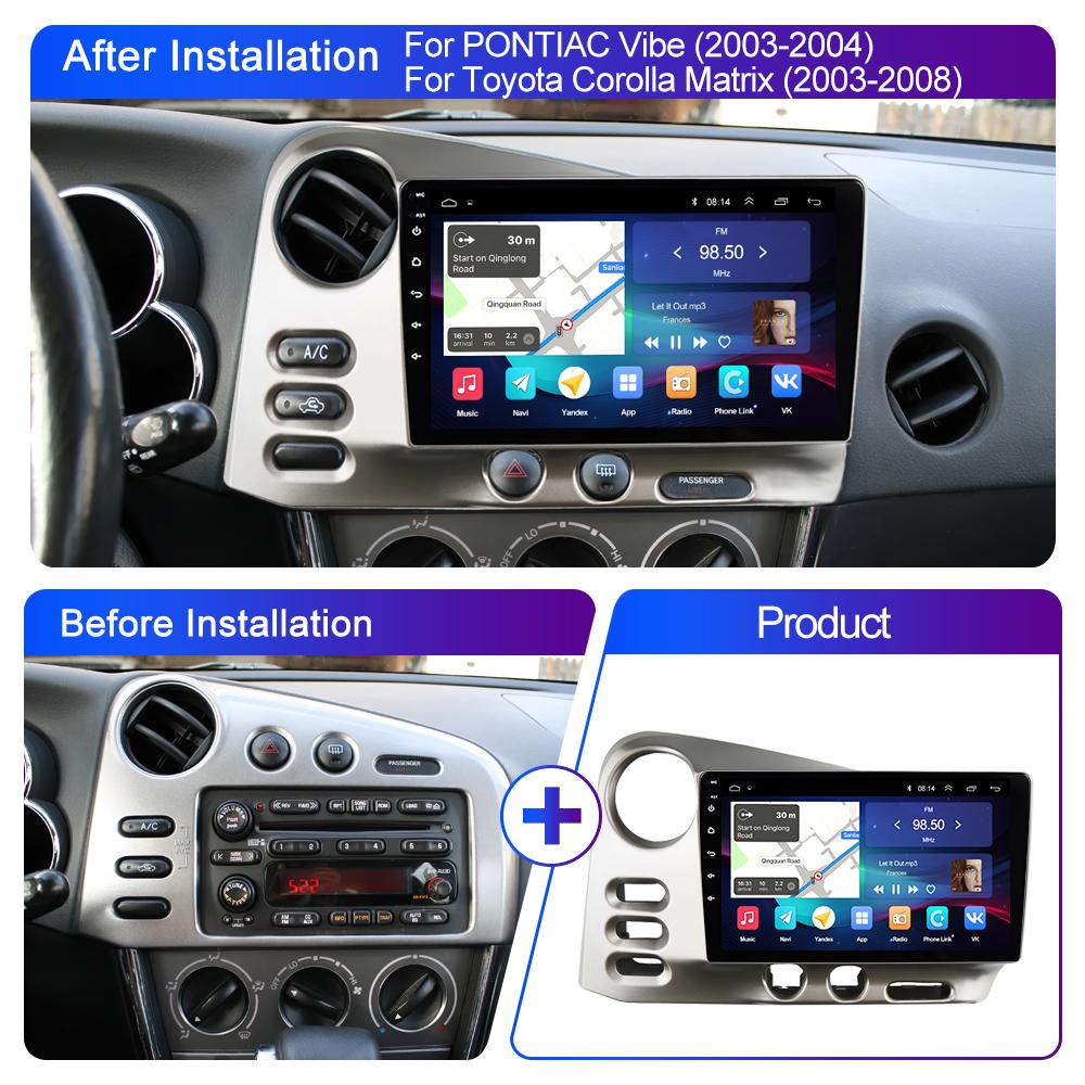 Radio auto Android pentru PONTIAC Vibe 2003 2004 pentru Toyota Corolla Matrix E140 2003 - 2008 Audio CarPlay GPS tracker