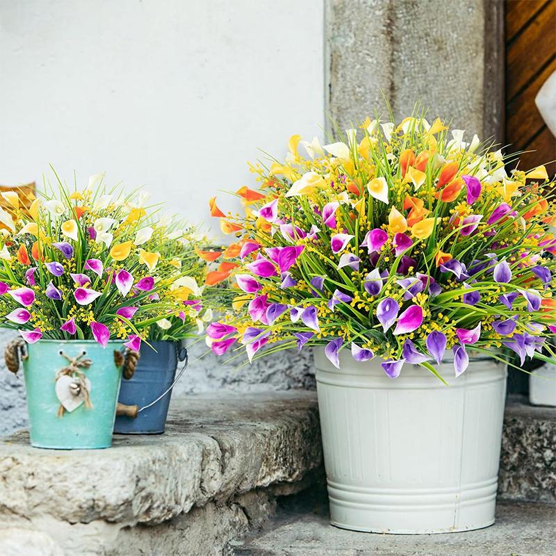 35cm Artificial Plastic Calla Lily Bouquet Fake Flowers for Indoor Home Room Decor Garden Wedding Decorations Fake Flowers