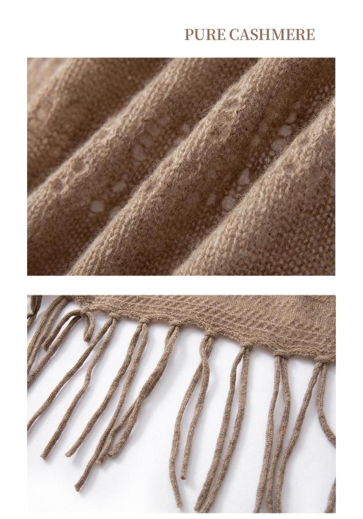 Women's 100% Pure Cashmere Shawl - Autumn/Winter Fashion Tassel Knit Scarf