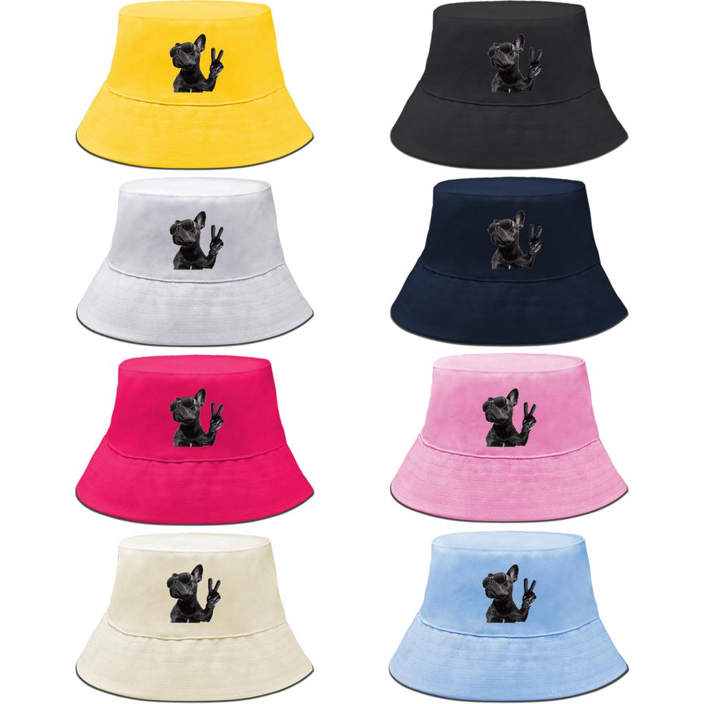 Cool Dog Wear Glasses Print UV Protection Bucket Hat Solid Bucket Hats Man Warm Fisherman Ideal Choice For Hiking Summer Hat