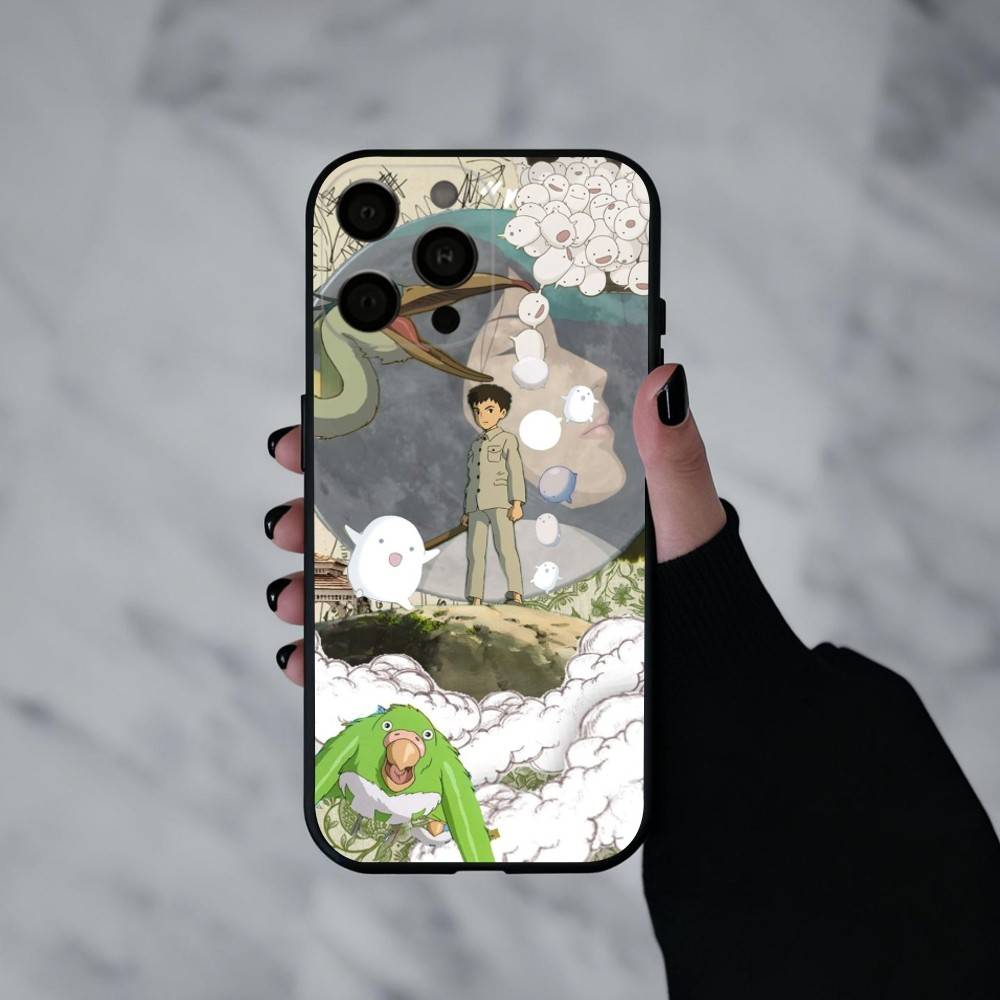 T-The Boy and the Heron Anime Phone Case For iPhone 17pro,16,15,14,13,12,11 Plus,Pro Max,XS,Soft Silicone Black Cover