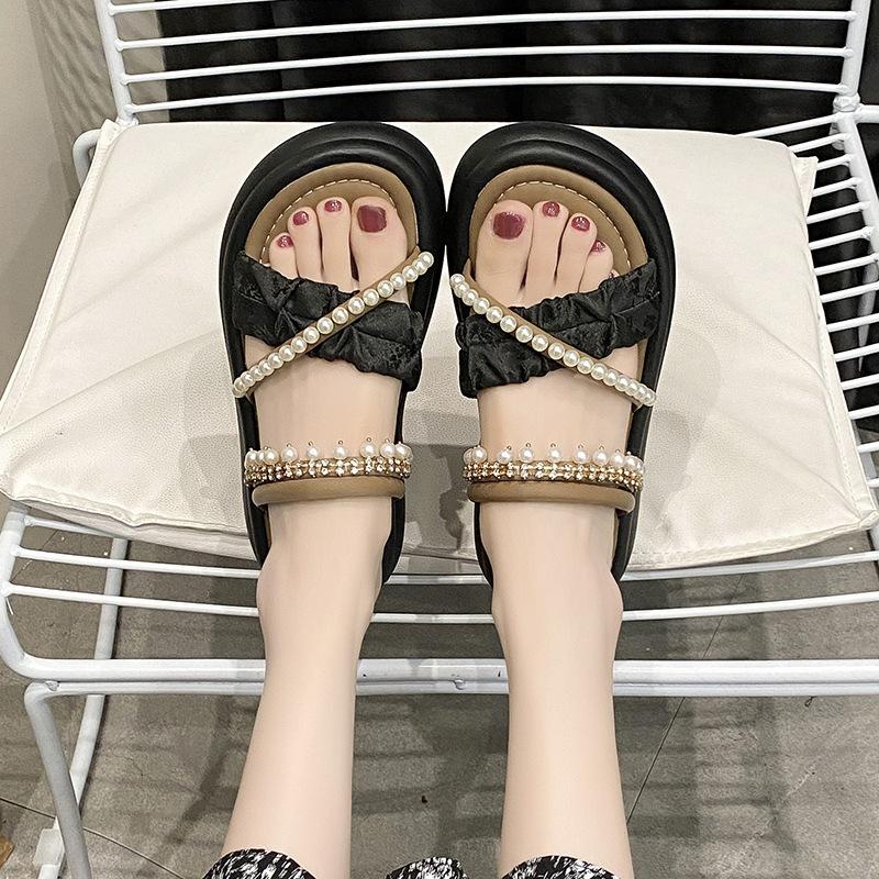 National Style Two-wearing Slippers Women's 2025 New Summer Thick-soled Non-slip Outer Wear Sandals Soft-soled with Skirts Roman Sandals