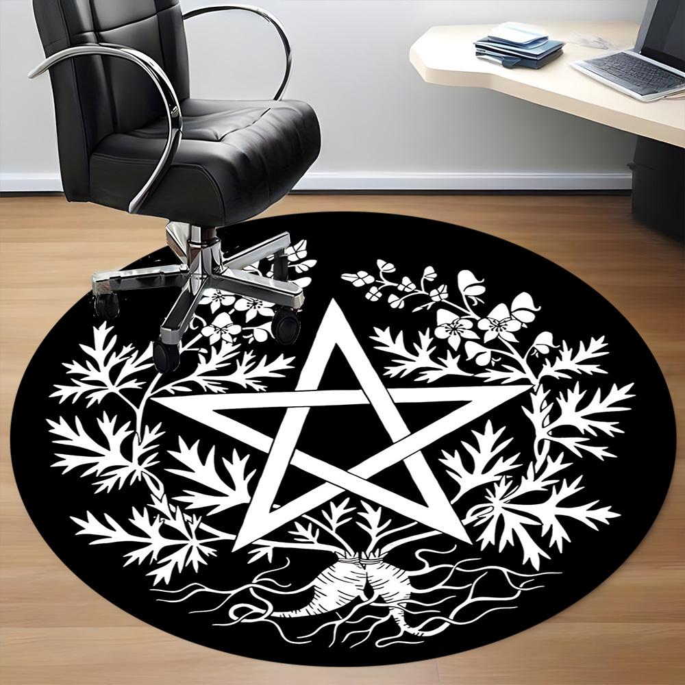 1PCPentacle Roots Office Round Area Rug, Mat Suitable For Office, Under Office Chairs Bedroom Living Room Home Decor, Room Deco