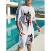Fashion Casual Vacation Summer Men's Suit Skull 3D Printed Sportswear Short-sleeved Suit Oversized Round Neck T-shirt Shorts 2-piece