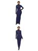 Elastic High-Neck Long-Sleeve Maxi Dress