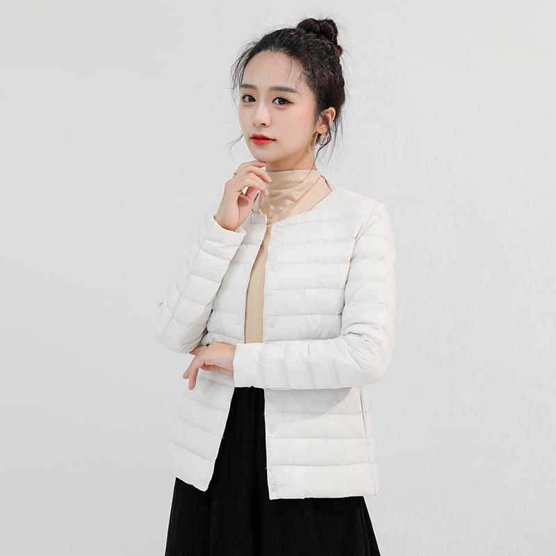 Men's Lightweight Collarless Down Jacket - Autumn/Winter, Plus Size Round Neck White Duck Coat