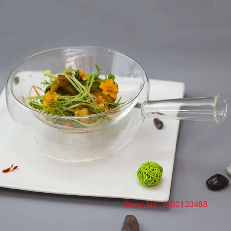 Handmade Glass Salad Bowls Creative Tableware Cooking Hollowware Specials Dry Ice Artistic Conception Molecular Delicacies Plate