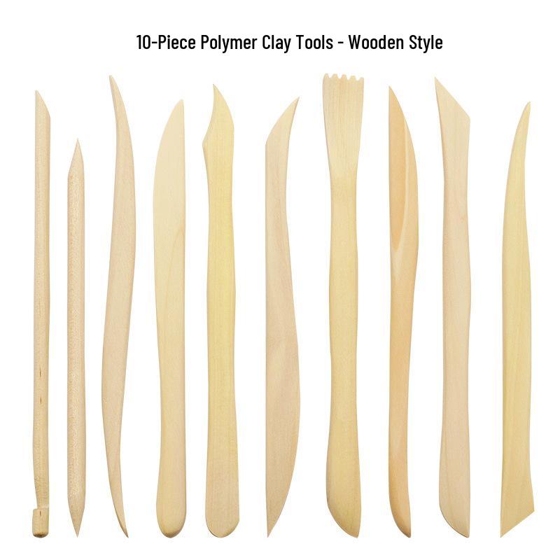 10-Piece Handmade Clay Carving Knife & Woodcut Tools Set for DIY Pottery, Portable & Practical