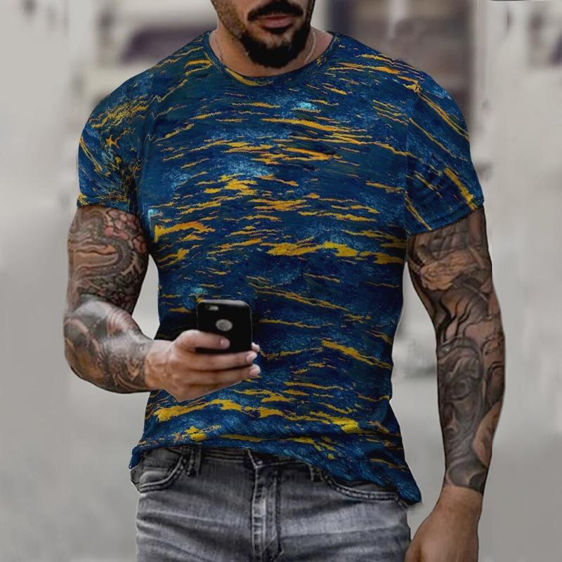 Sommer Herren Streetstyle Personalisiertes Rundhals Kurzarm T-Shirt Europäisch Amerikanische Kunst Ölgemälde 3D Digitaldruck T-Shirt Top