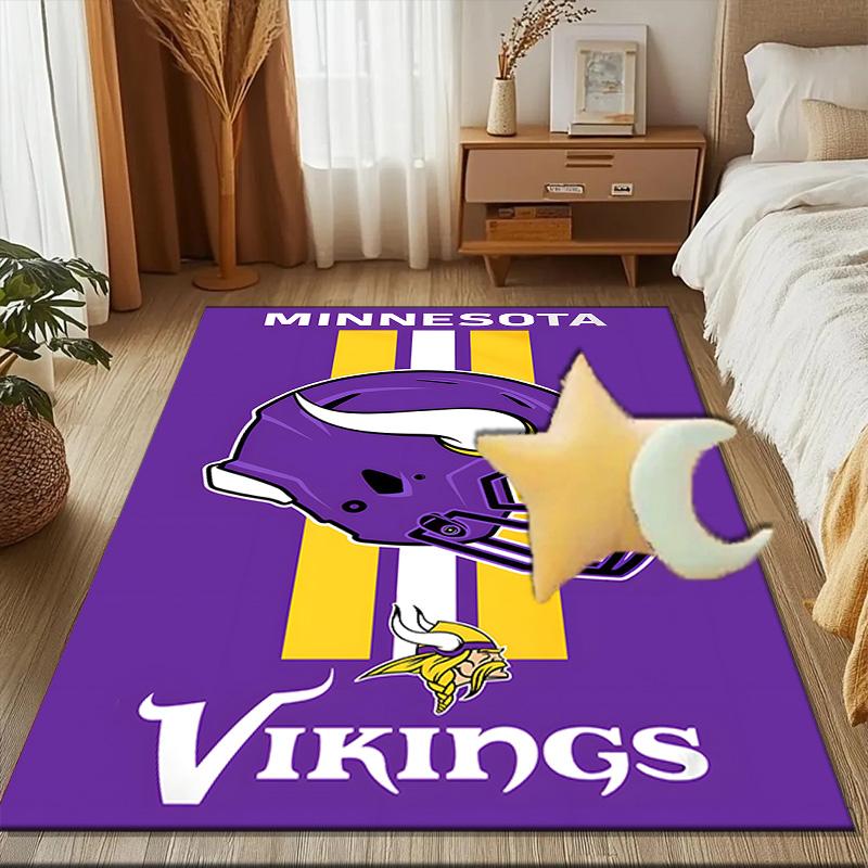 Vikings Team Spirit Rug Game Carpet, Floor Mat for Bedroom Living Room Entryway Rug, Home Decor Idea Gift for Christmas Birthday