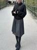 Butterfly Treasure Deep Gray Chunky Knit Stand Collar Cardigan for Women - Cozy Autumn/Winter Loose Fit Top