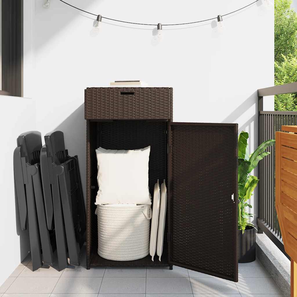 Vidaxl Garden Cabinet, Brown, 55X55X111 Cm, Poly Rattan