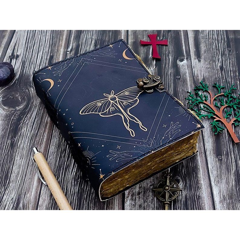 Leather Journal Butterfly Leather Notepad Writing Notebook Sketchbook Blank Spell Book Poetry Notepad Book Traveling Book for Men Women Gift