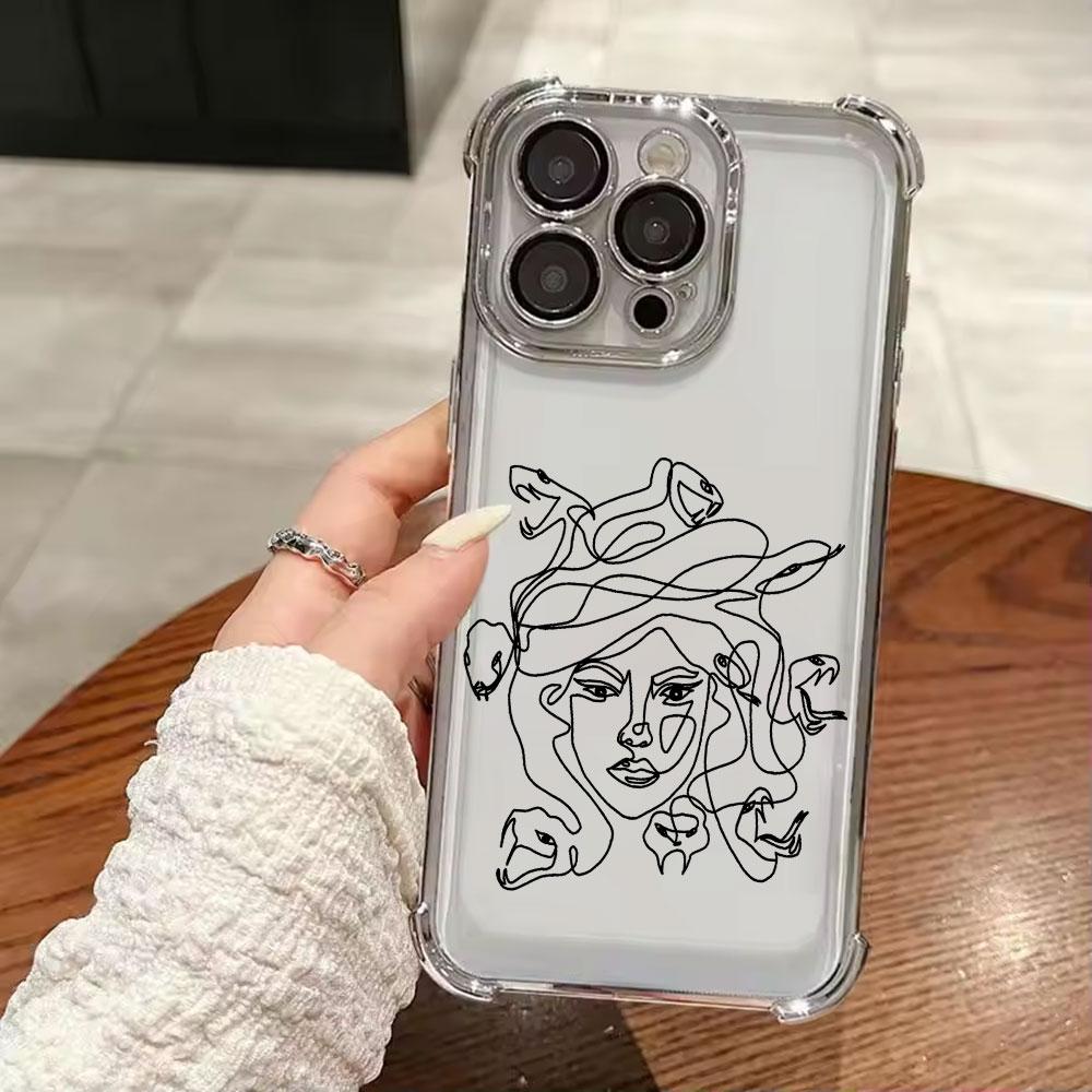 Animal Woman Girl Face Line Funda For iPhone 17 Pro 16 15 14 13 12 11 Pro Max Case 17 Plus 17E 16E 17Air Silicone Phone Cover