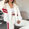Spring/Fall Striped Zipper Top Women's Casual Sports Set