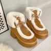 Ankle Women's Snow Boots Fur Fashion High Heels Shoes Chunky Warm Winter Boots Designer Short Plush Short Botas De Mujer