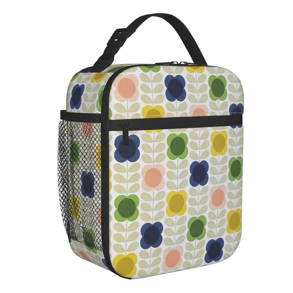 Abstract Flowers Orla Kiely Portable Lunch Box Leakproof Scandinavian Style Thermal Cooler Food Insulated Lunch Bag Kids School