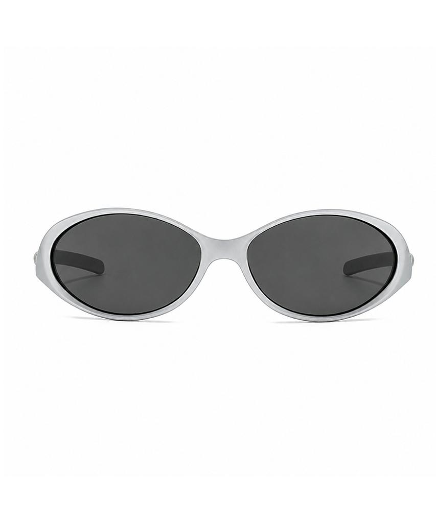 Meleusibaendeu Unisex Fashion Metal Oval Sunglasses 17040 Matte Silver