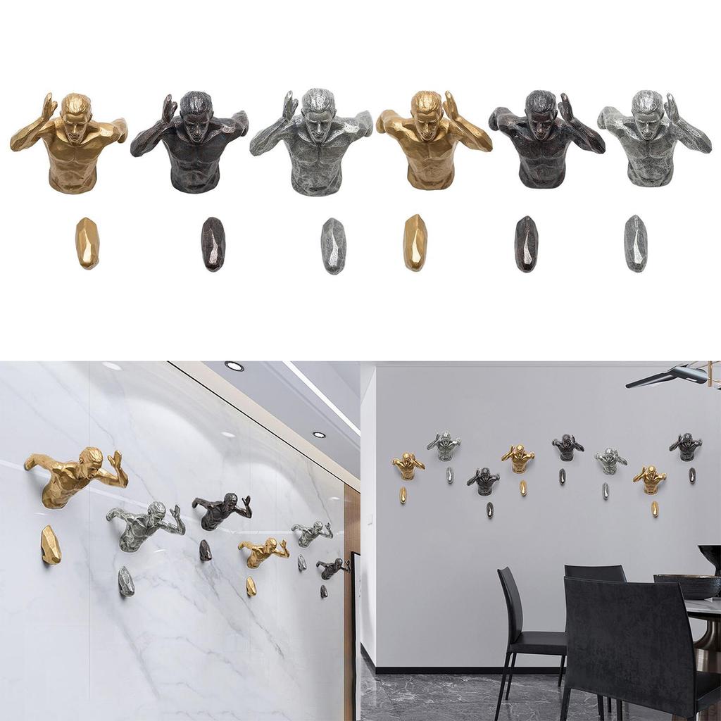 Retro Resin Figurine Background Statue Wall Home Decor