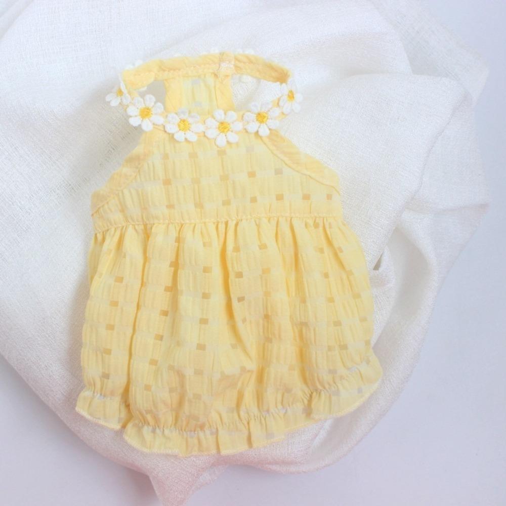 Neues Blumenmuster Kragen Katze Kleid Niedlich Gelb Grün Welpen Tutu Rock Dünn Mini Haustier Kleidung Katzen Partykleid für Sommer
