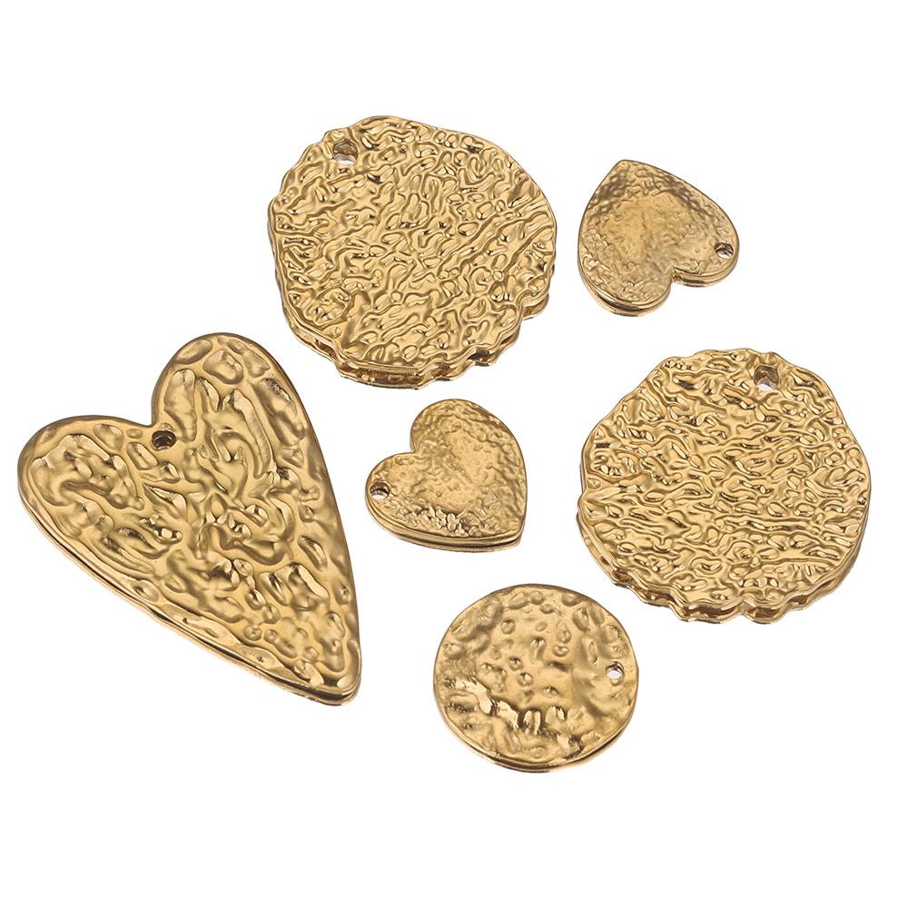 5 szt. Stal Nierdzewna Zawieszki Serca Do Biżuterii Tłoczone Pozłacane Okrągłe Materiały Do Wyrobu Kolczyków Złącza Zawieszek Elementy DIY