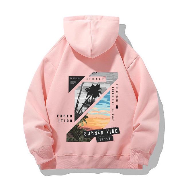 Unisex American Casual Printed Hooded Sweatshirt - Loose, Fashionable Long Sleeve Top