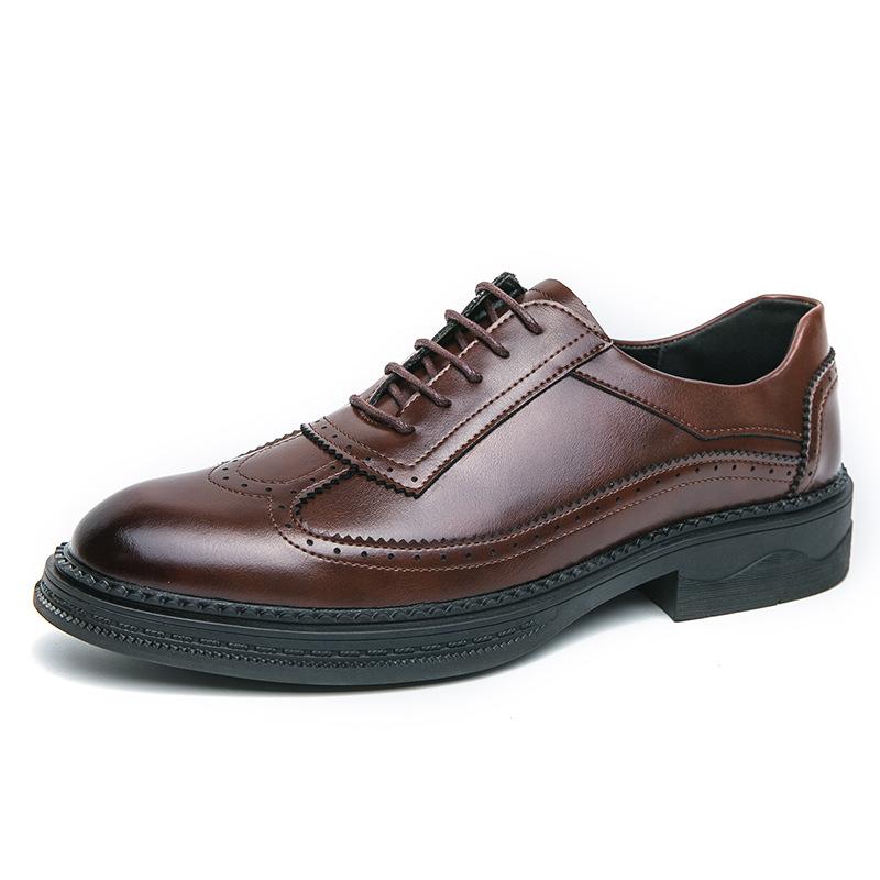 Men's Shoes Men's Brock Lace-Up Business Dress Casual Leather Shoes Trend Retro Leather Shoes