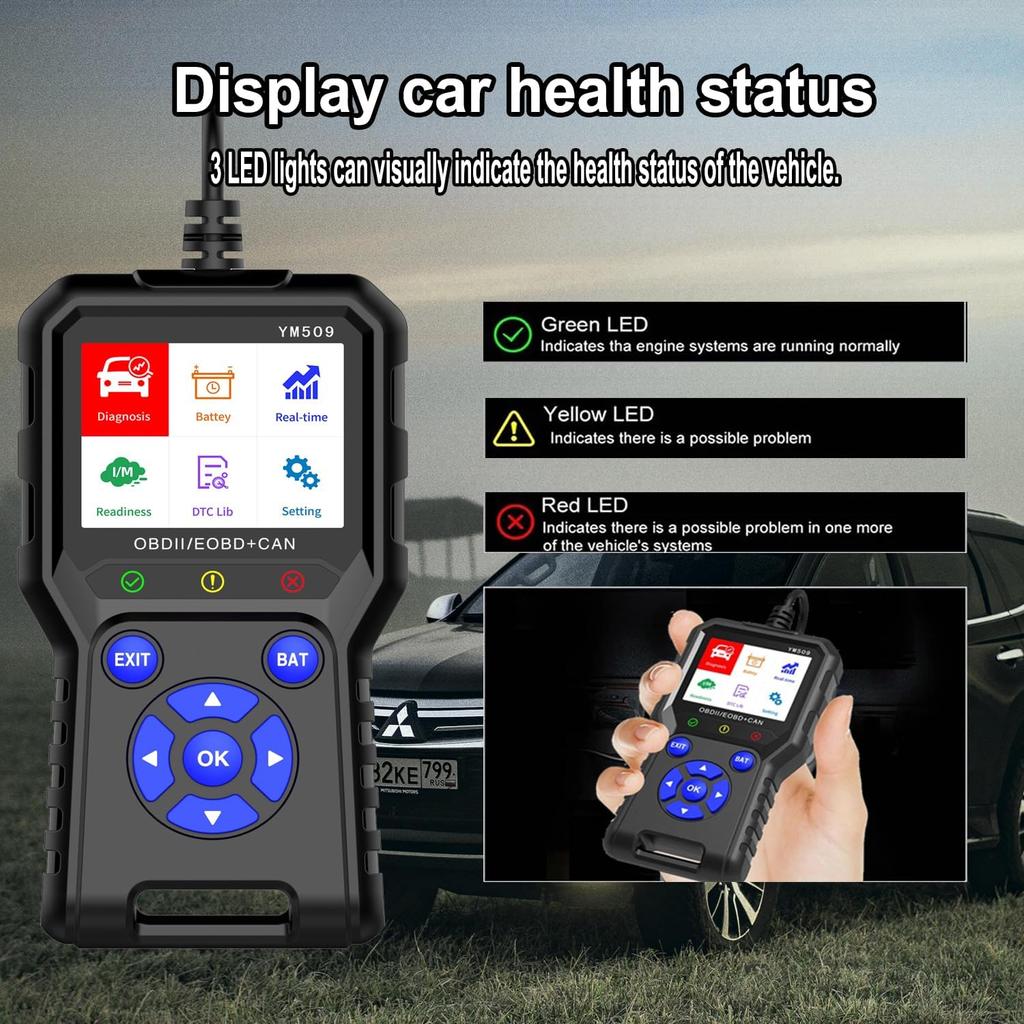 OBD2 Scanner Diagnostic Tool 2.8'' Color Screen OBDII Scanner for Cars, Check Engine Light Fault, Car Battery Tester Code Reader Car Diagnostic Tool
