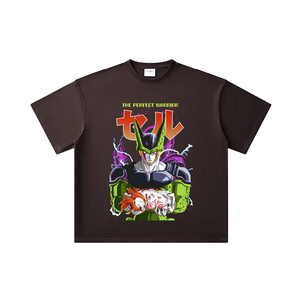 260 GSM Double Yarn 32 Count 100% Cotton Dragon Ball V46 Perfect Cell Print Unisex Heavy Cotton T Shirt