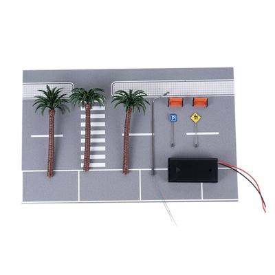 1:64 Scale Roadway Set and Landscape Accessory with Coconuts Tree City Road Scene Traffic Sign for Model Enthusiasts