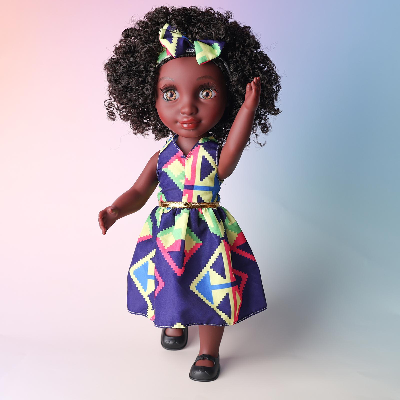 

Кукла One Piece 14 дюймов американка африканка с кудрявыми волосами - Идеальный подарок для девочек на день рождения - Полный комплект в комплекте 30-50cm