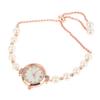 Pearl Bracelet Watch for Women Quartz Movement Adjustable Beaded Strap with Mother of Pearl Dial