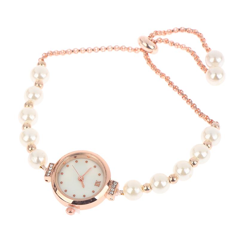 

Simple Elegant Pearl Bracelet Women S Quartz Watch Pull-Out Adjustable Strap Watch Small Dial Ladies Wristwatch Gift