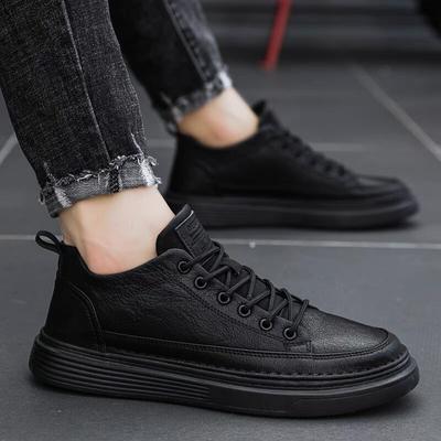 Spring Men's Shoes New Breathable Kitchen Waterproof Anti-skateboard Shoes Men's Casual Black Leather Shoes Work Labor Insurance Shoes Men