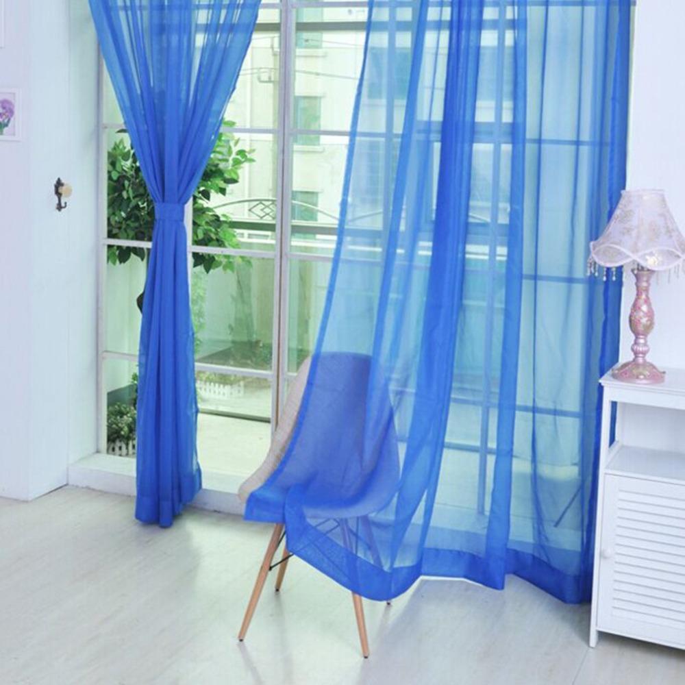 1x2M Rod Pocket Curtain Colorful Window Panel Fashion Sheer Tulle Curtains Kid Room Classroom