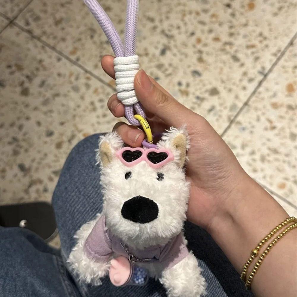 Cute Cartoon West Highland Dog Keychain  Stuffed Dolls Puppy Pendant Hanging Ornament Backpack Key Chain Bag Accessories