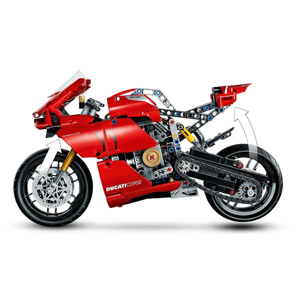 LEGO 42107 Technic Ducati Panigale V4 R Motorbike, Collectible Superbike Display Model Building Kit with Gearbox and Working Suspension