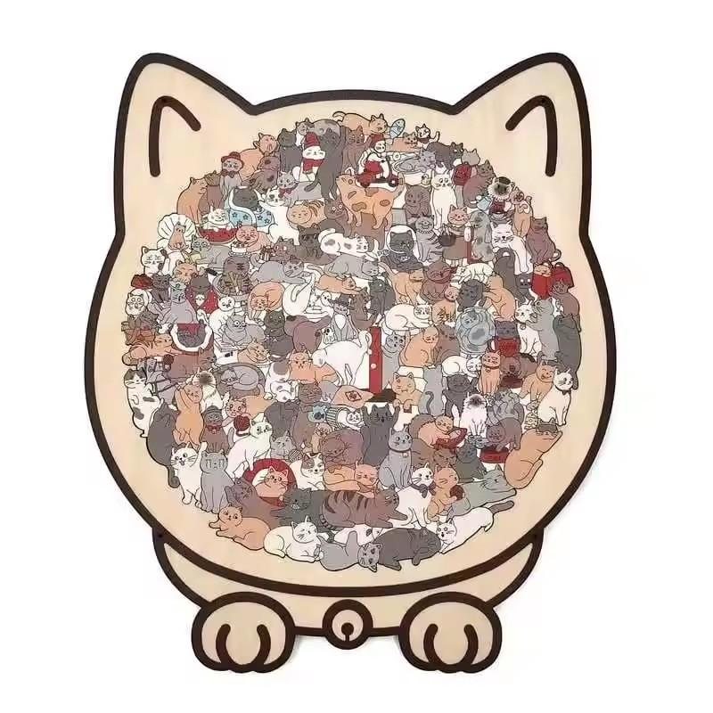 Монтессори Образование Животные Форма Деревянные Пазлы для Детей Кошка Игрушки-Башни Пазл Мозговые Игры Пазл-Мозаика Декор Раскраска