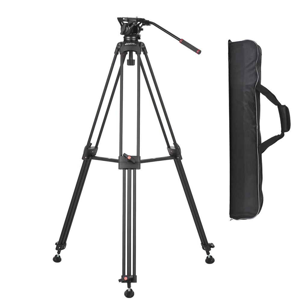 D1801 Professional Photography Tripod Stand Aluminium Alloy with 360 Degrees Panorama Fluid Hydraulic Bowl Head 3